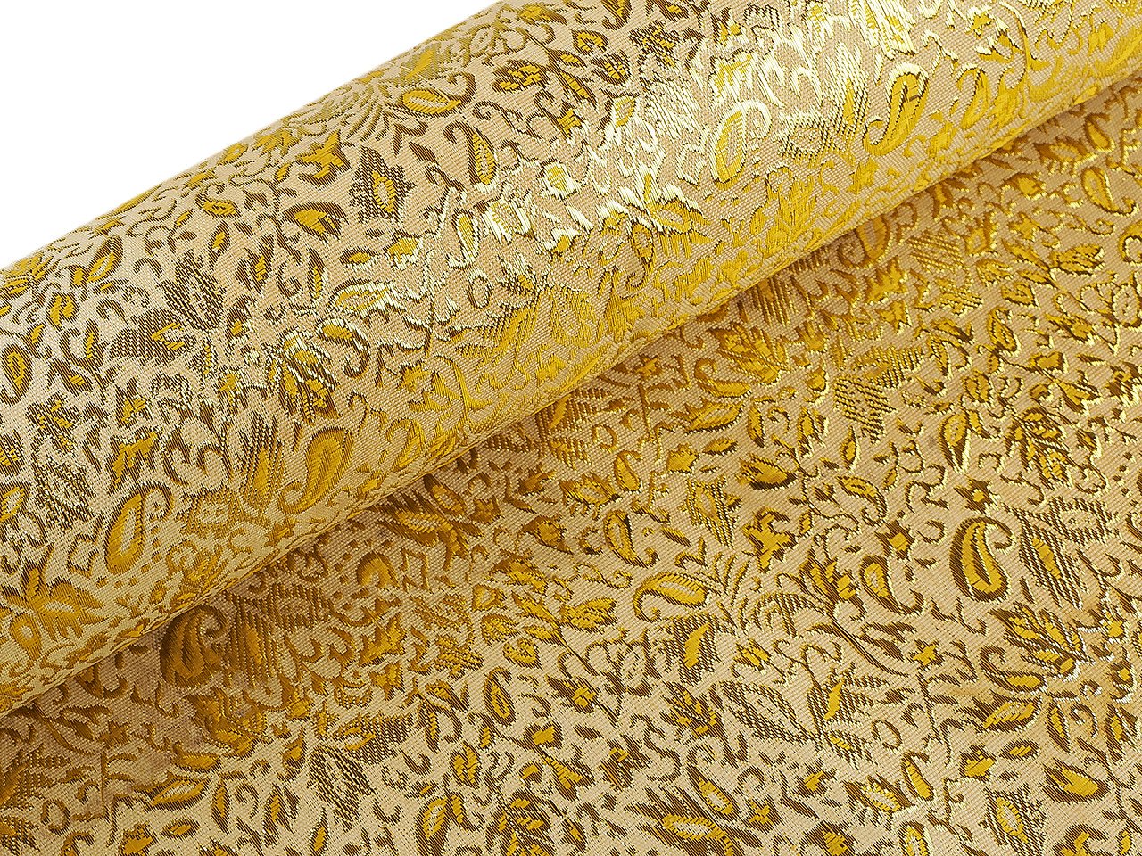 Dekorační a oděvní lurexová látka, střední, 3 (130 g/m² ) červená zlatá