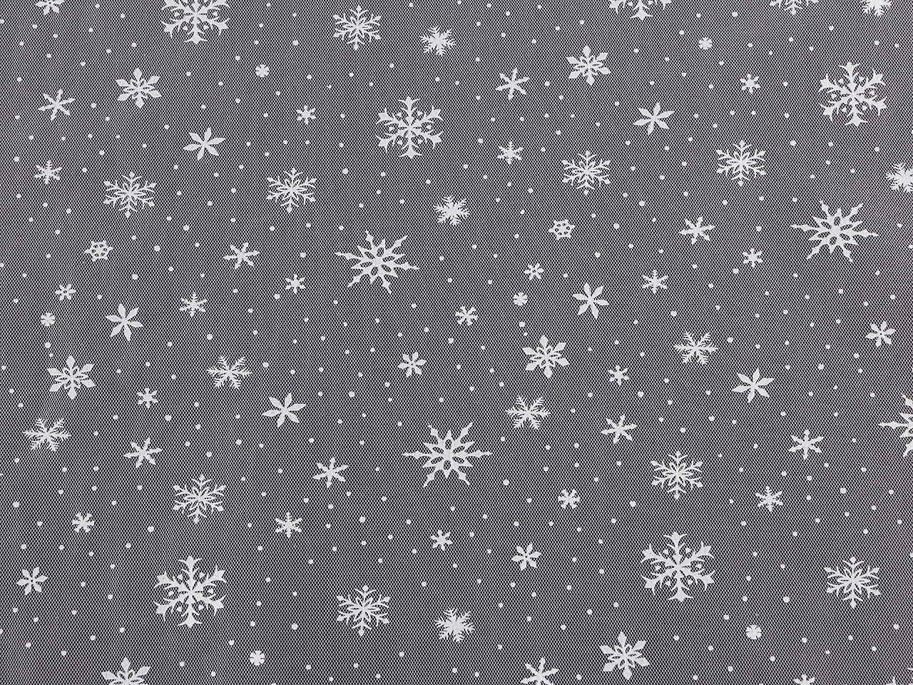 Tyl vánoční vločky, střední, 2 černá