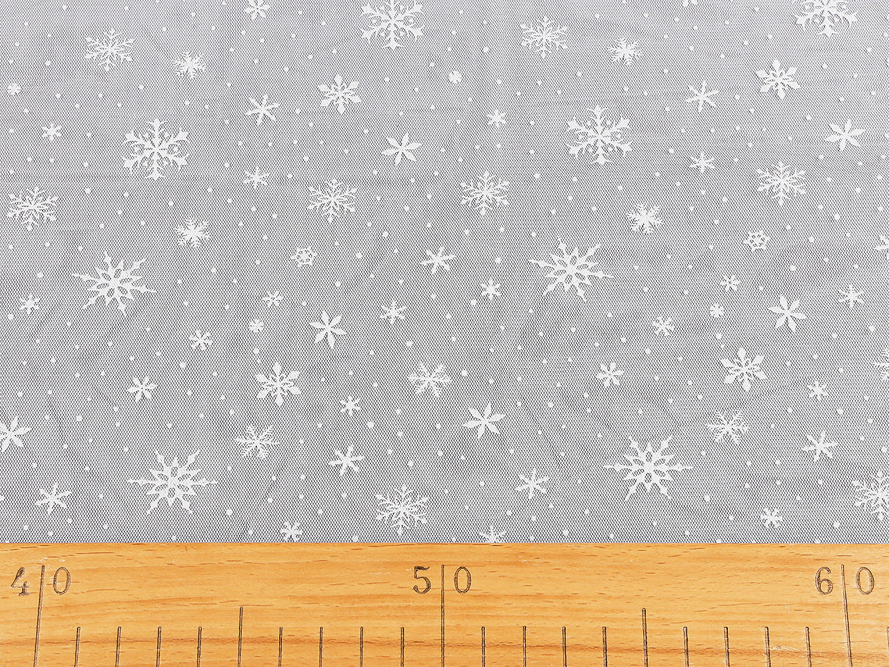 Tyl vánoční vločky, střední, 2 černá