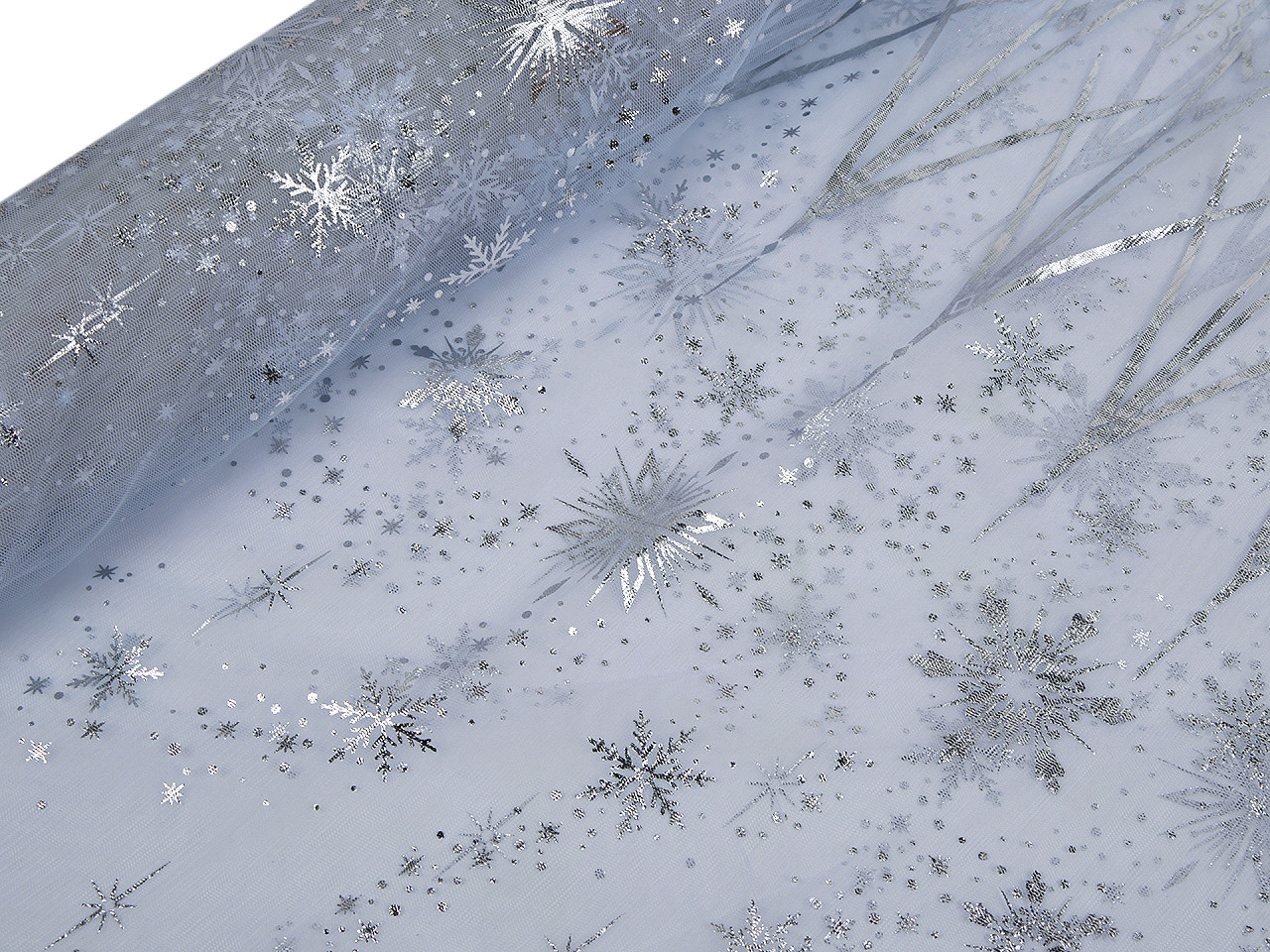 Tyl se vzorem po obou stranách, střední, 2 modrá ledová stříbrná