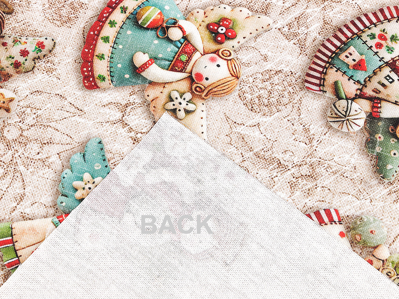 Vánoční látka se strukturou Half panama anděl, střední, béžová světlá