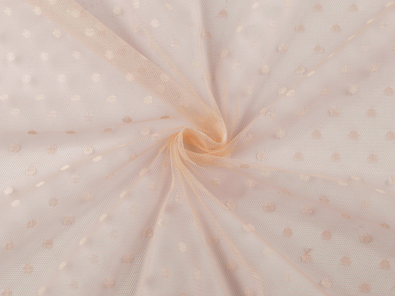 Tyl jemně pružný s puntíky, střední, 1 bílá