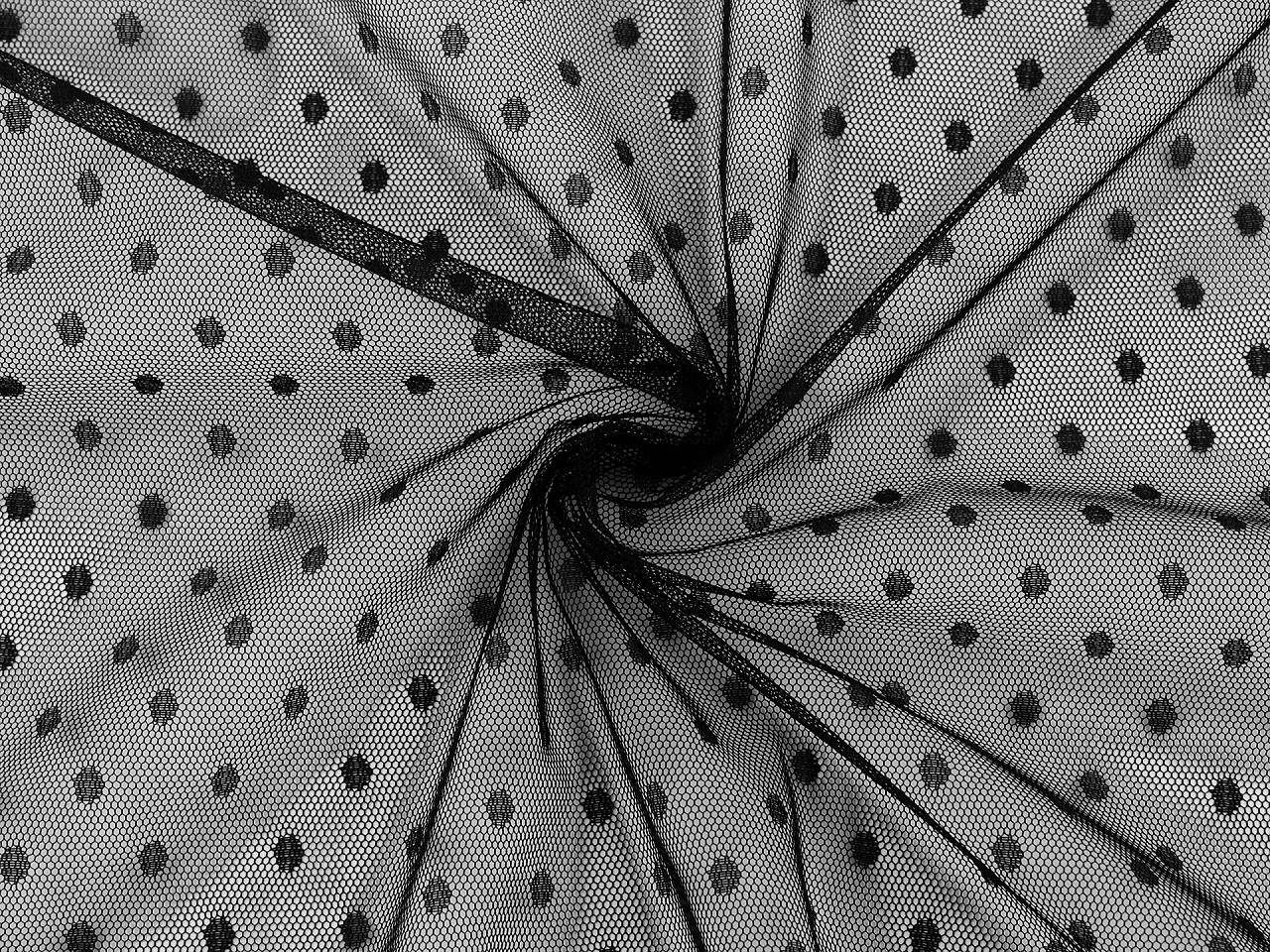 Tyl jemně pružný s puntíky, střední, 1 bílá