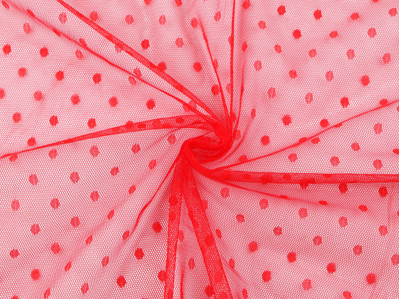 Tyl jemně pružný s puntíky, střední, 1 bílá