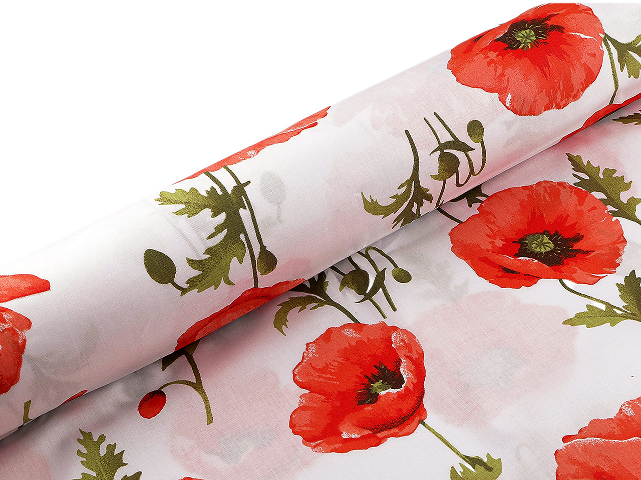 Bavlněná látka / plátno vlčí mák, střední, bílá