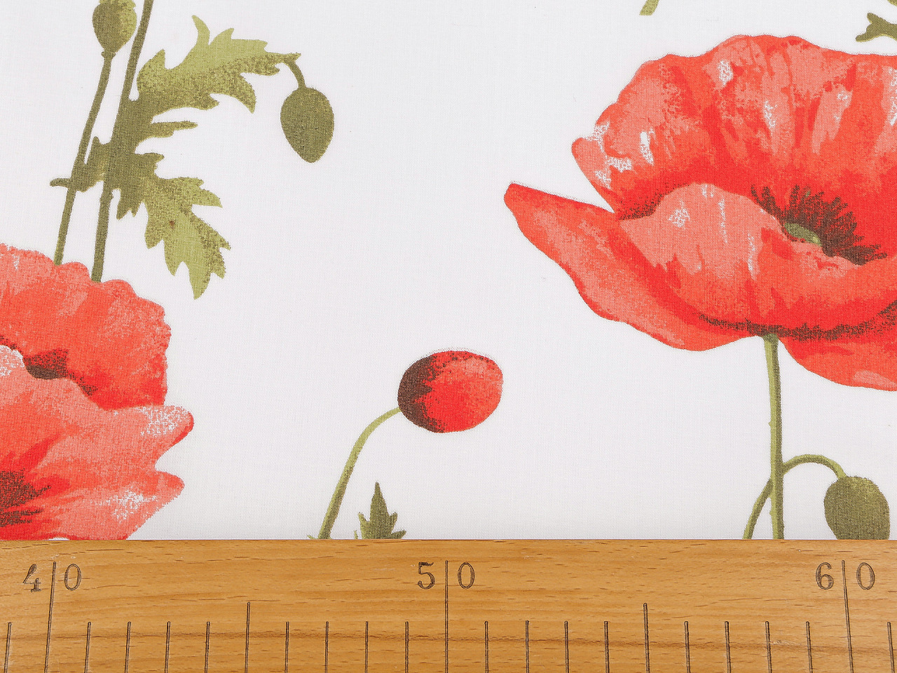 Bavlněná látka / plátno vlčí mák, střední, bílá