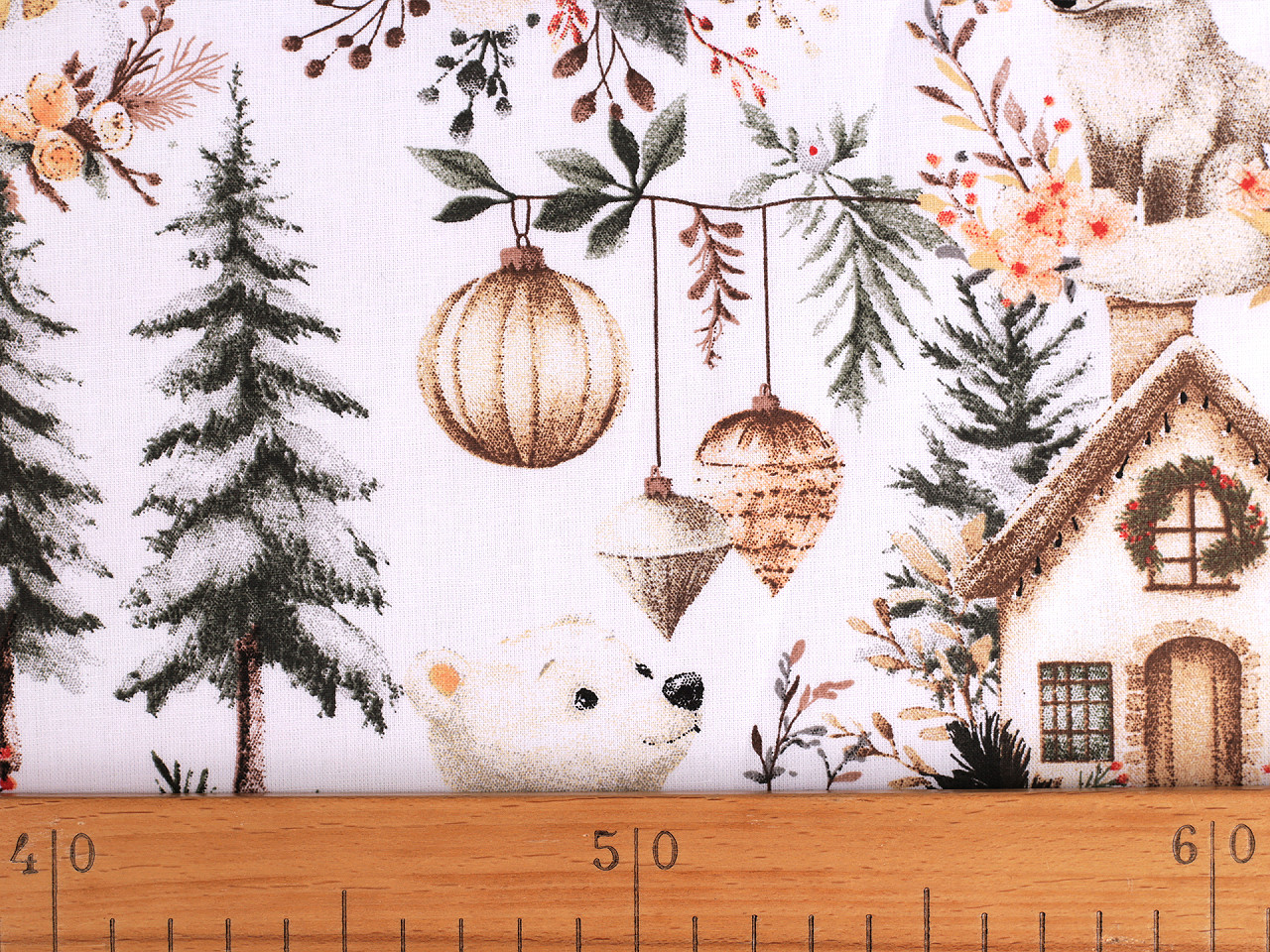 Vánoční bavlněná látka / plátno, střední, 3 CH70 šedá