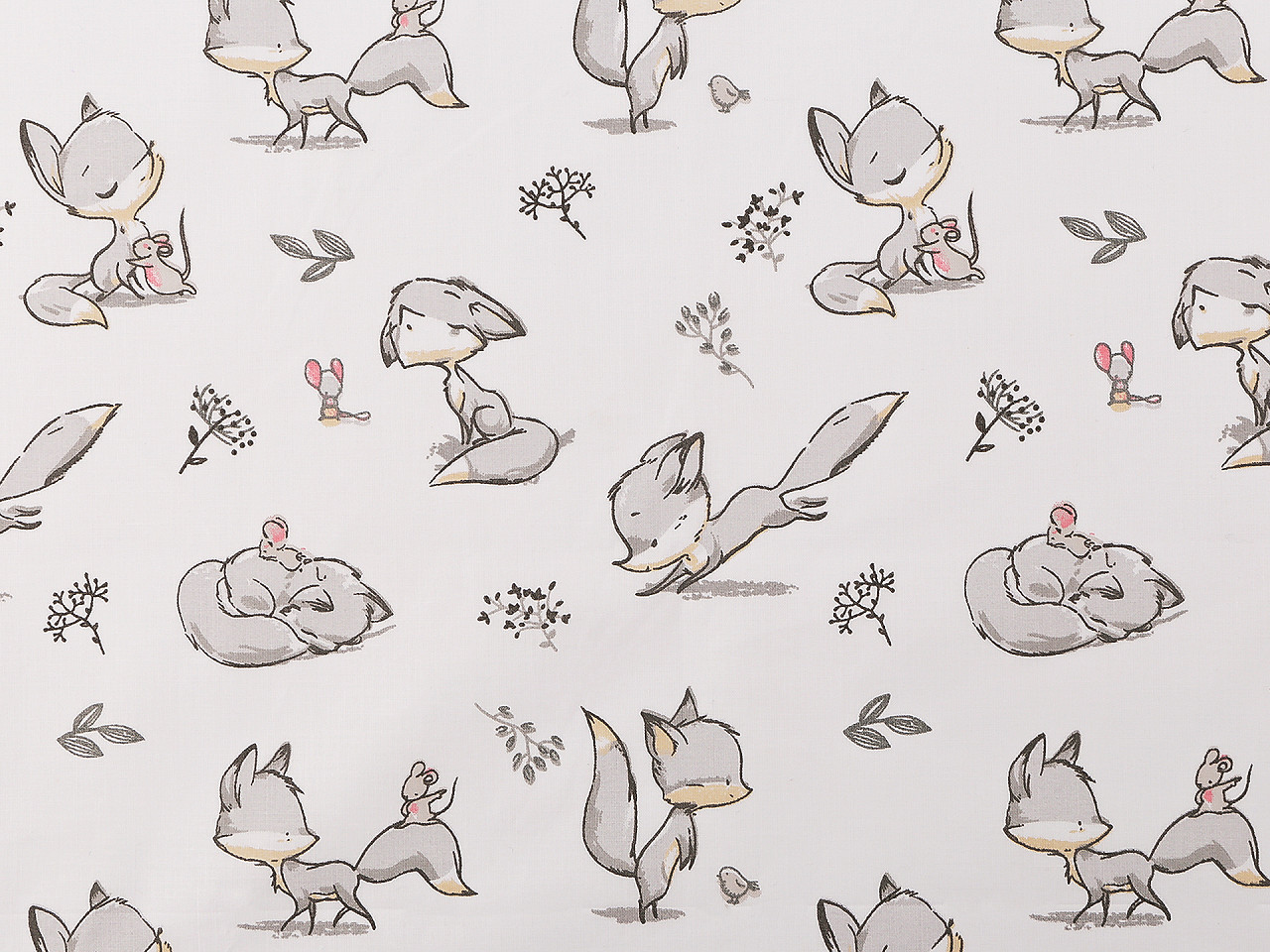 Bavlněná látka / plátno liška, střední, bílá