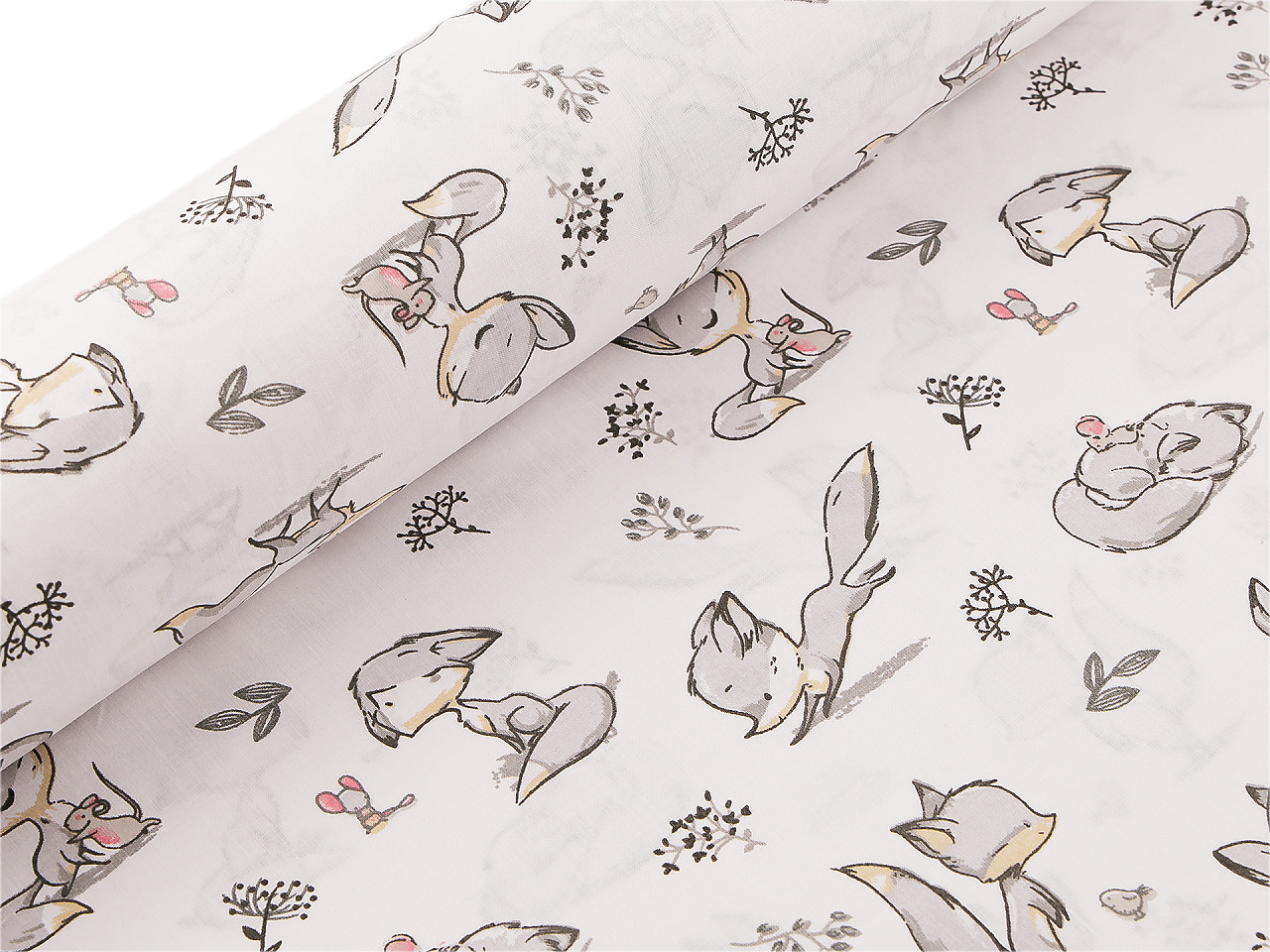 Bavlněná látka / plátno liška, střední, bílá