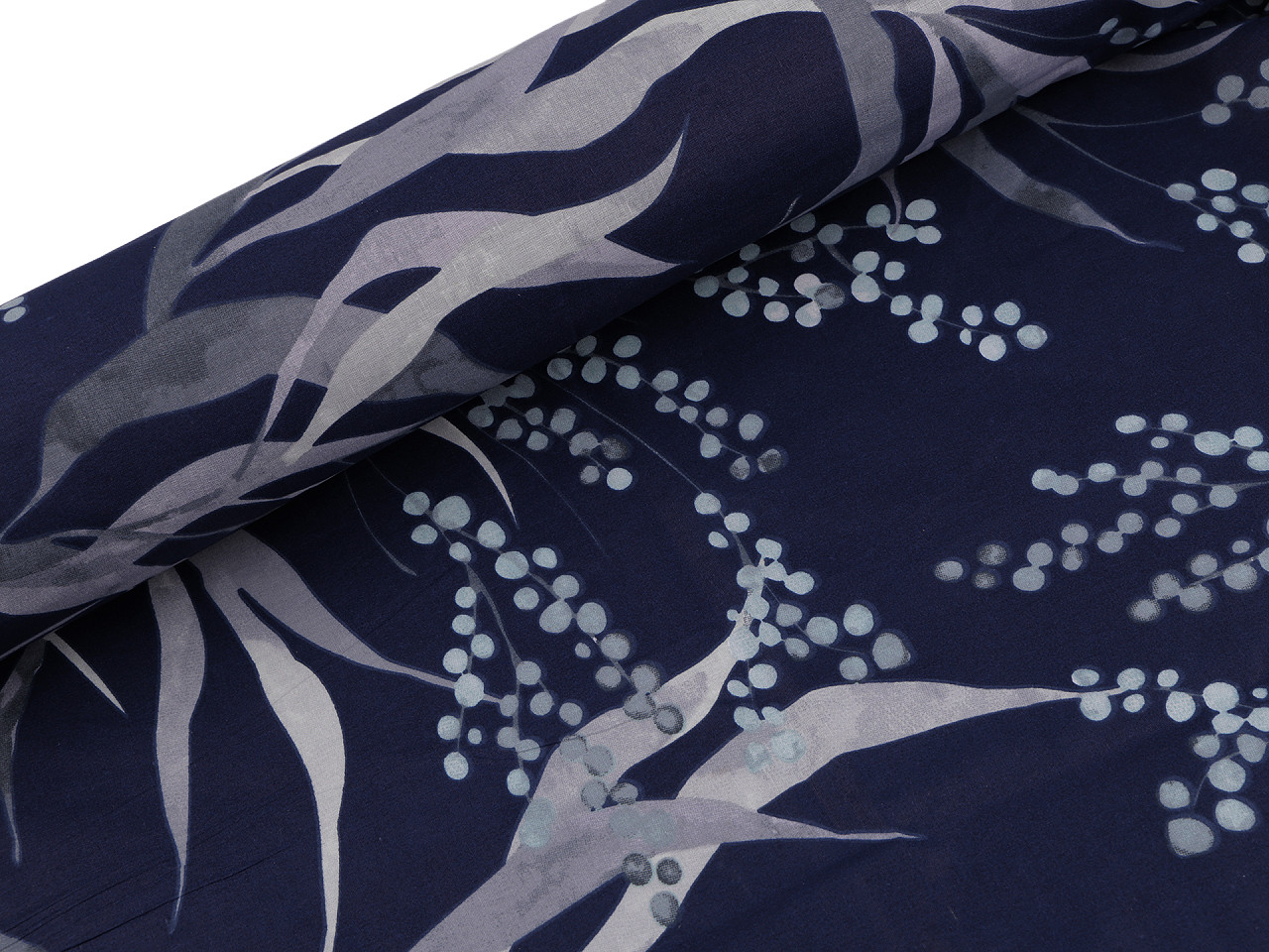 Bavlněná látka / plátno listy / rostliny šíře 220 cm, střední, 1 pudrová