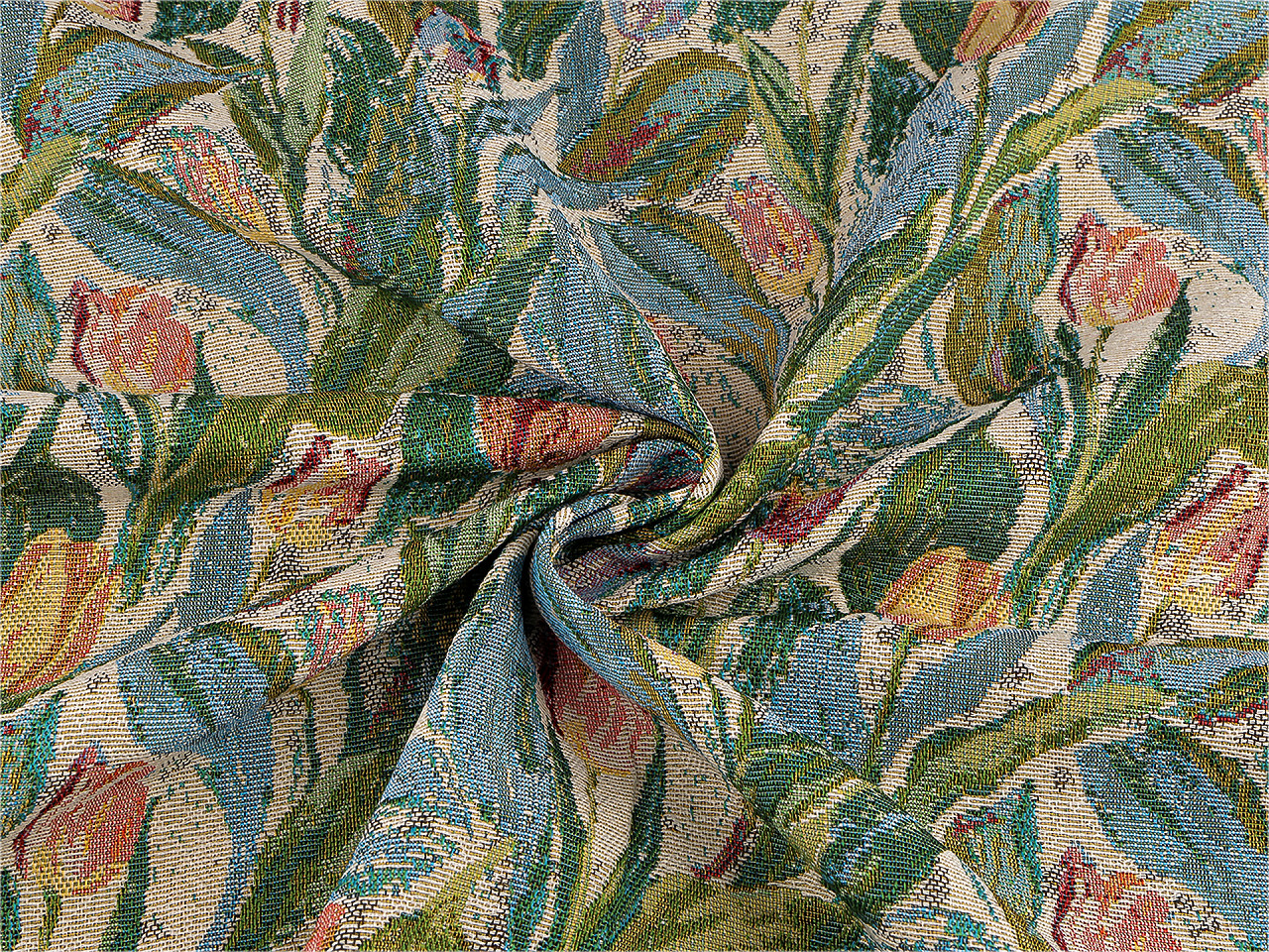 Gobelín - metráž, střední, 4 (275 g/m²) mint květy