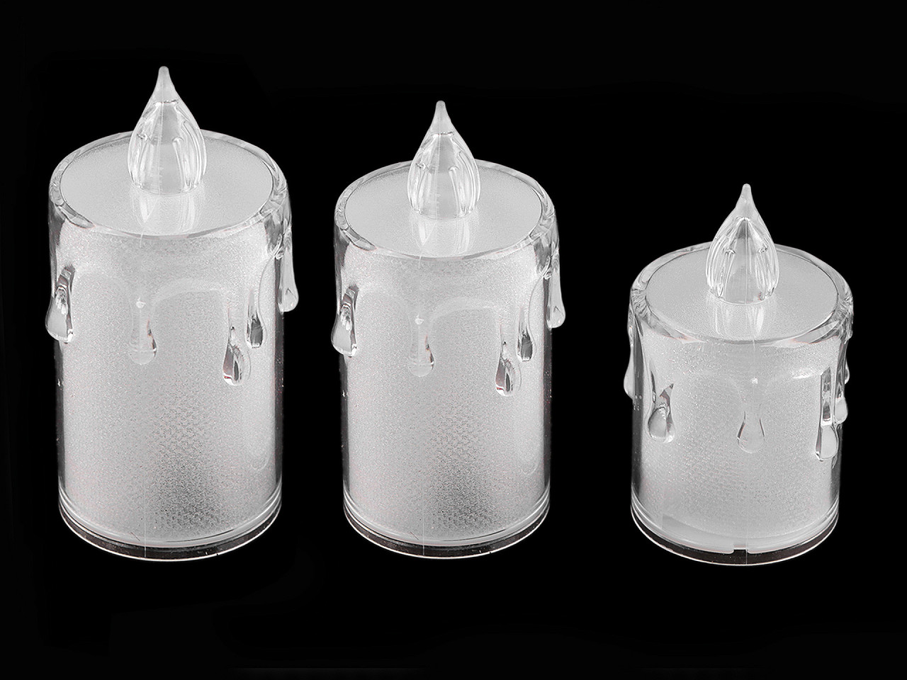 LED svíčka na baterky Ø3,6 cm, velké, 3 (9 cm) transparent teplá