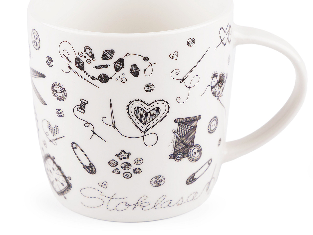 Hrnek Stoklasa v krabičce malý, střední, 1 bílá černá