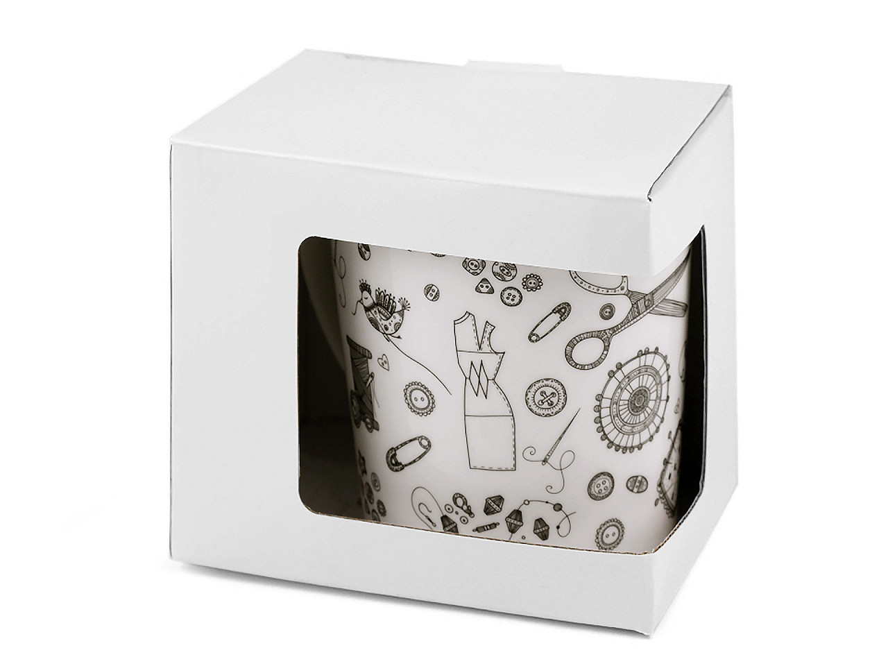 Hrnek Stoklasa v krabičce malý, střední, 1 bílá černá