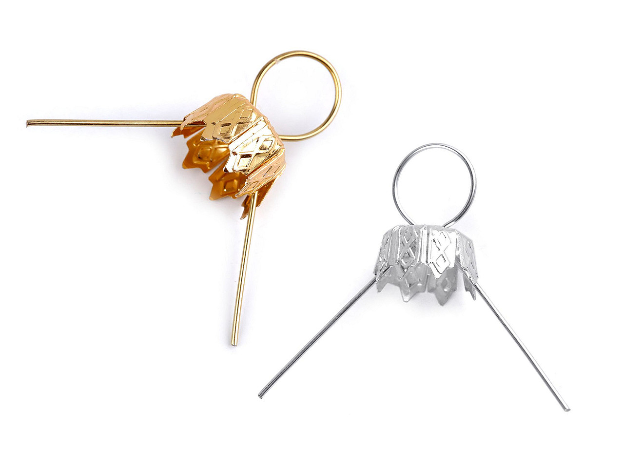 Očka na baňky / záponky s kaplíkem, malé, 1 stříbrná