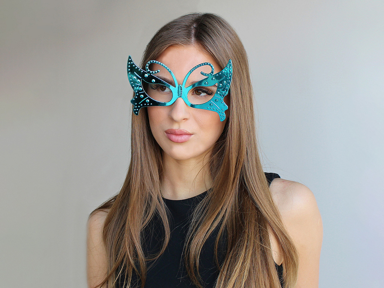 Párty / karnevalové brýle motýl, kytara metalické, malé, 7 fialová motýl