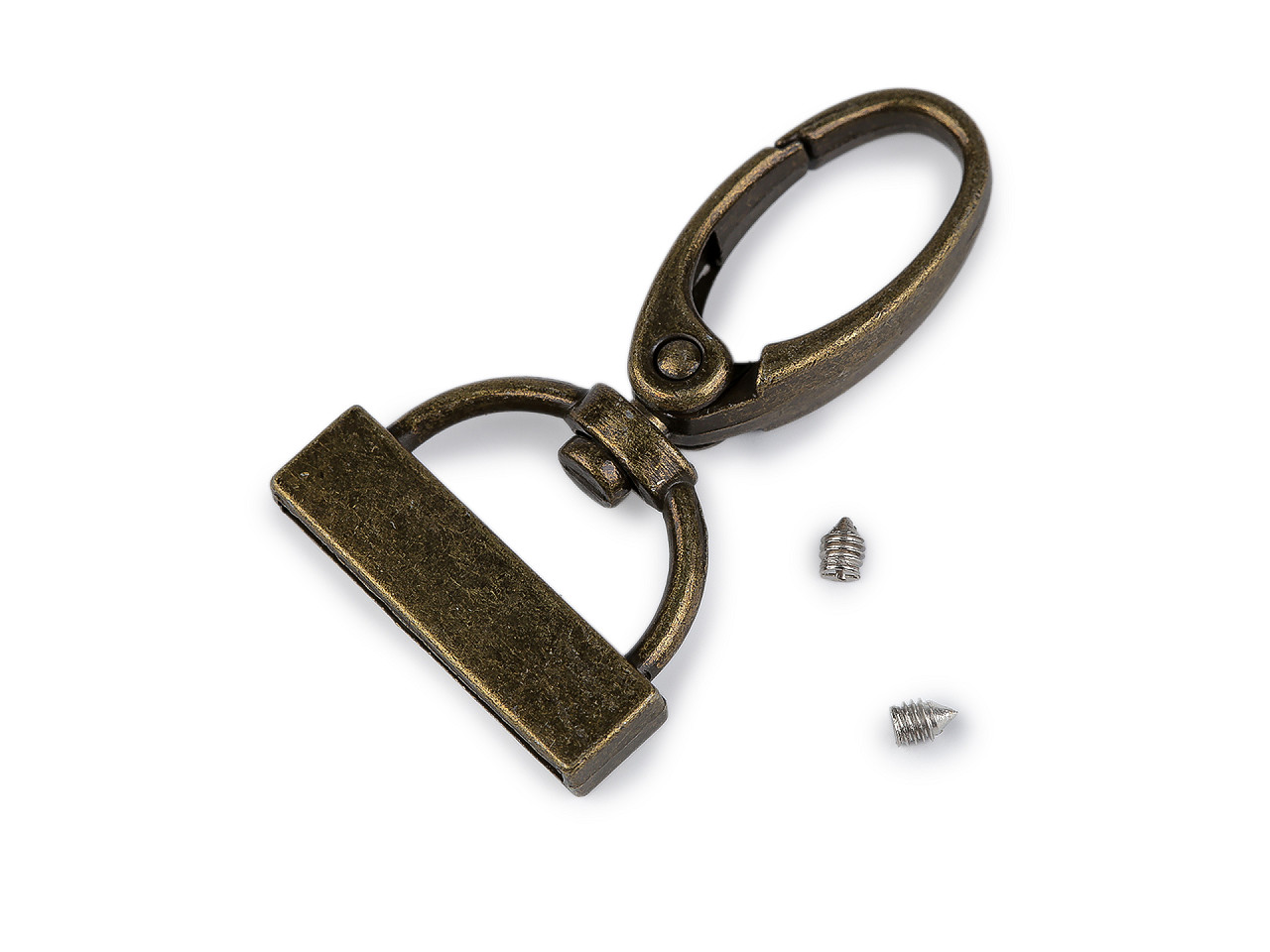 Kovová karabina otočná s koncovkou na popruh o šíři 25 mm, střední, 1 nikl