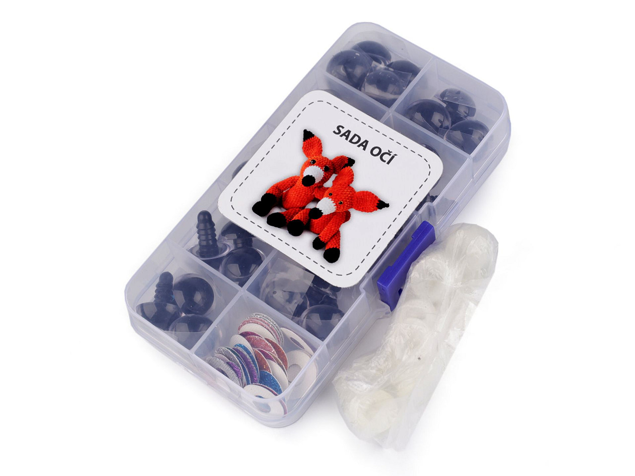 Sada očí s pojistkou s glitry Ø14; 16 mm, střední, 1 (14 mm) černá