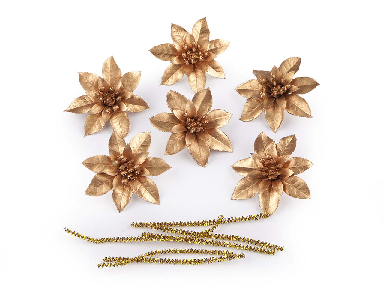 Vánoční hvězda s drátkem, sada 6 ks, střední, 1 stříbrná