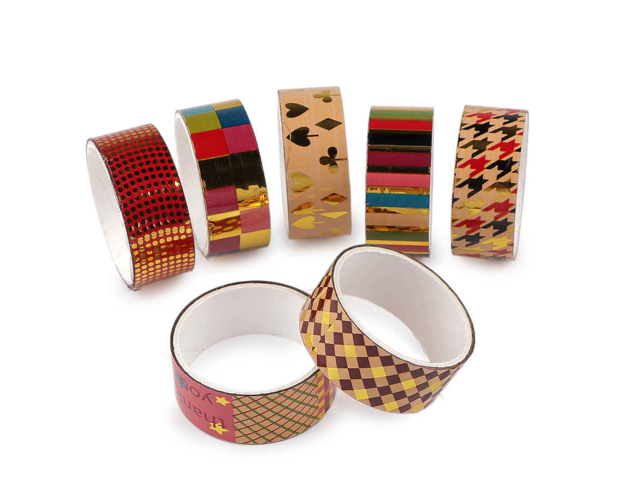 Ozdobná lepicí páska šíře 15 mm, velké, 1 mix náhodný stříbrná