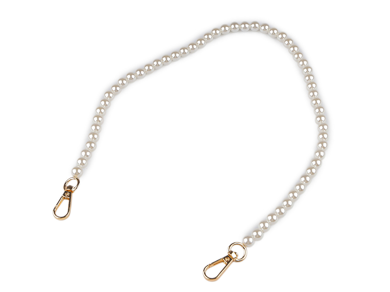 Perlový řetízek / ucho na kabelky a telefony délka 60 cm, střední, 1 perlová nikl
