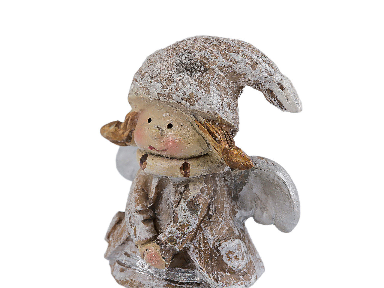 Dekorace anděl, střední, šedobéžová