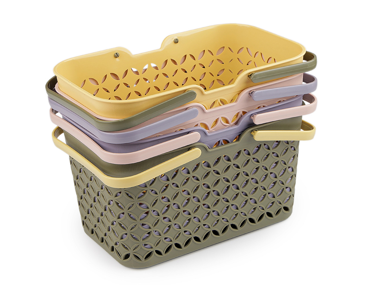 Plastový košík 18,5x28 cm, střední, 4 zelená khaki