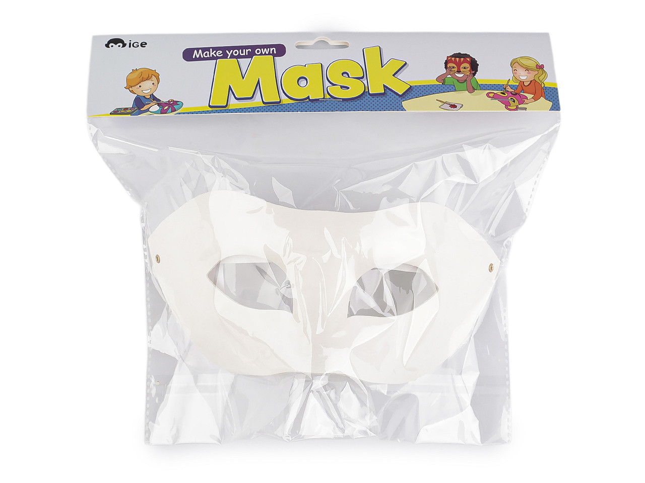 Karnevalová maska - škraboška k domalování, malé, 2 bílá
