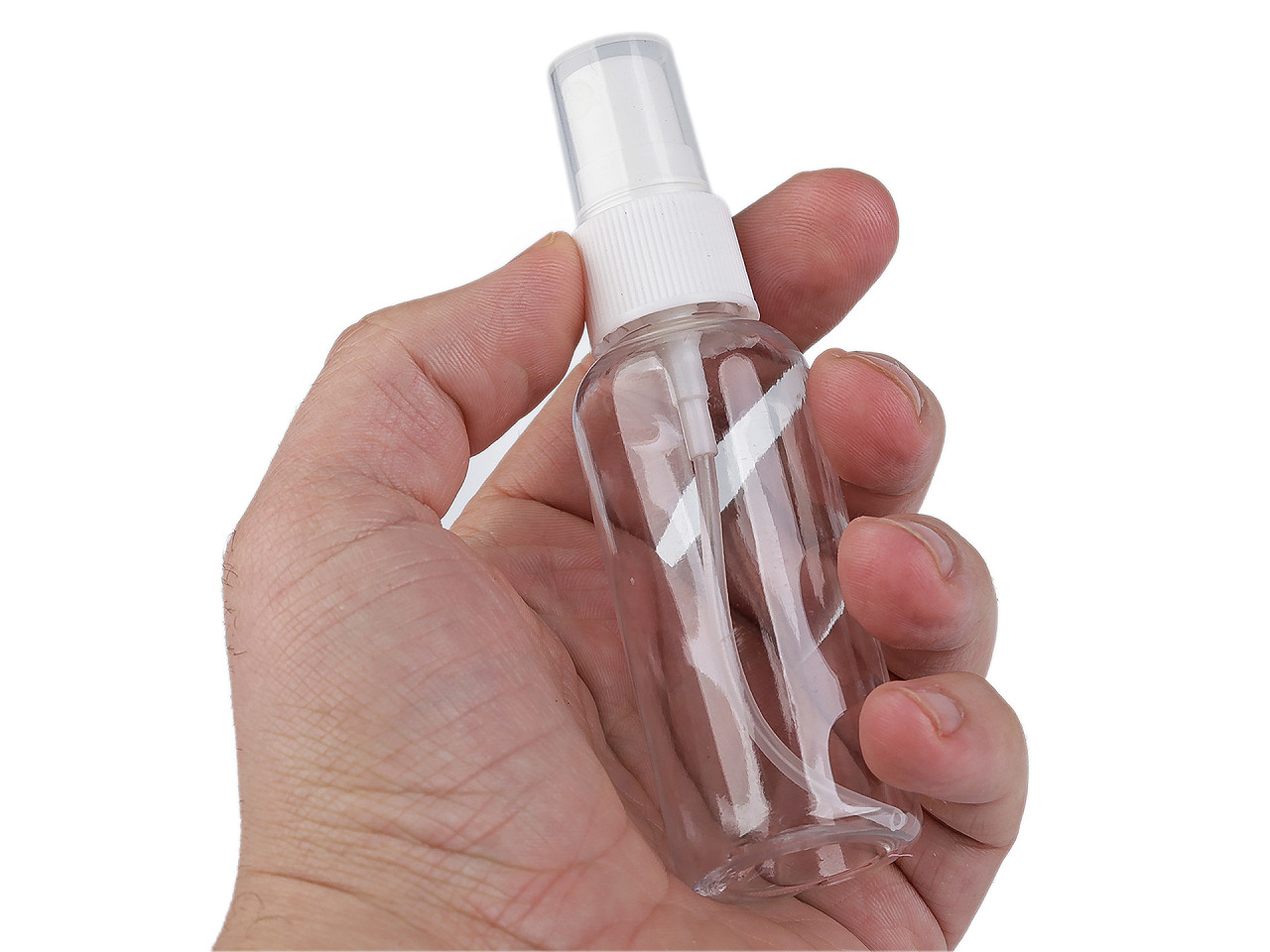 Plastová lahvička s rozprašovačem 50 ml, malé, 2 transparent 1 víčko