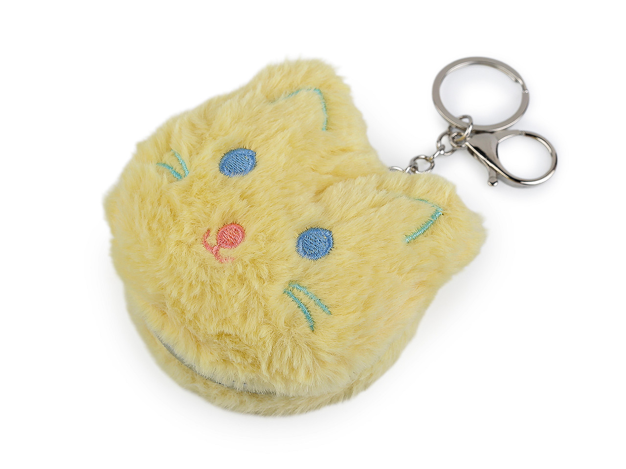 Plyšové kosmetické zrcátko / přívěsek na kabelku kočka, velké, 3 růžová sv.