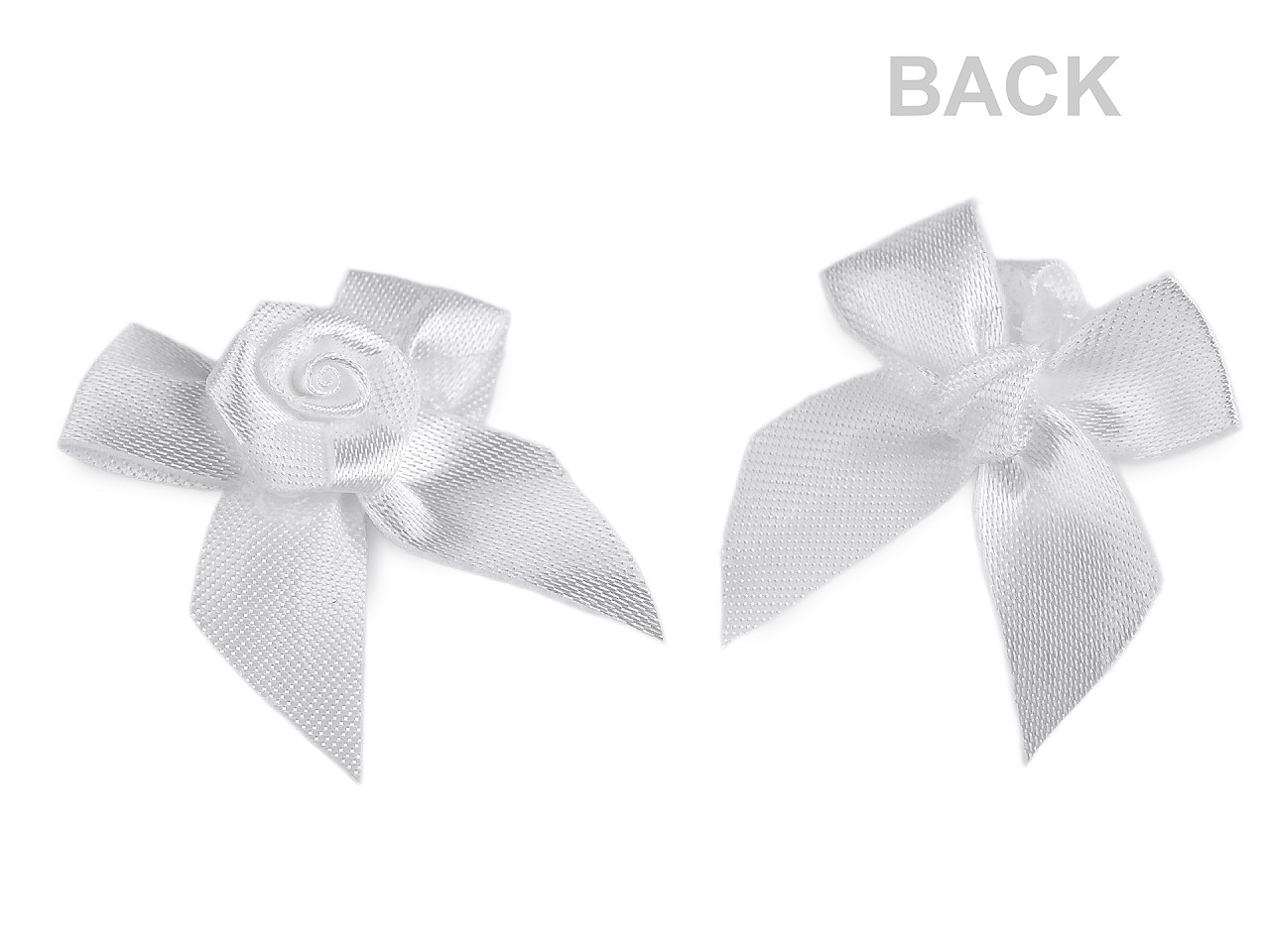 Saténová mašlička s růžičkou, střední, 2 krémová