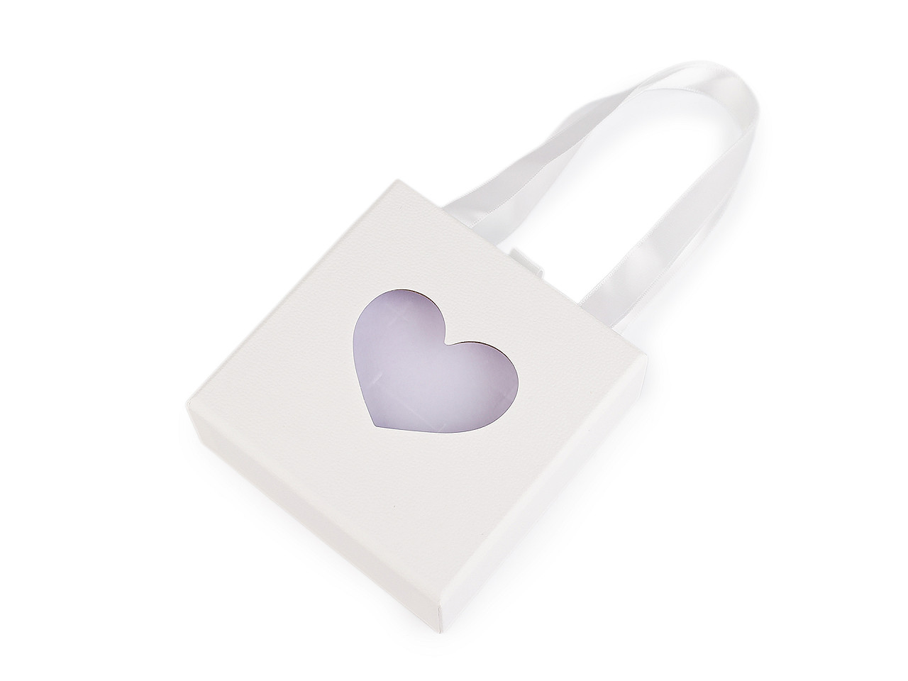 Krabička na šperky s průhledem srdce a uchem 10x10 cm, malé, 4 modrá tmavá