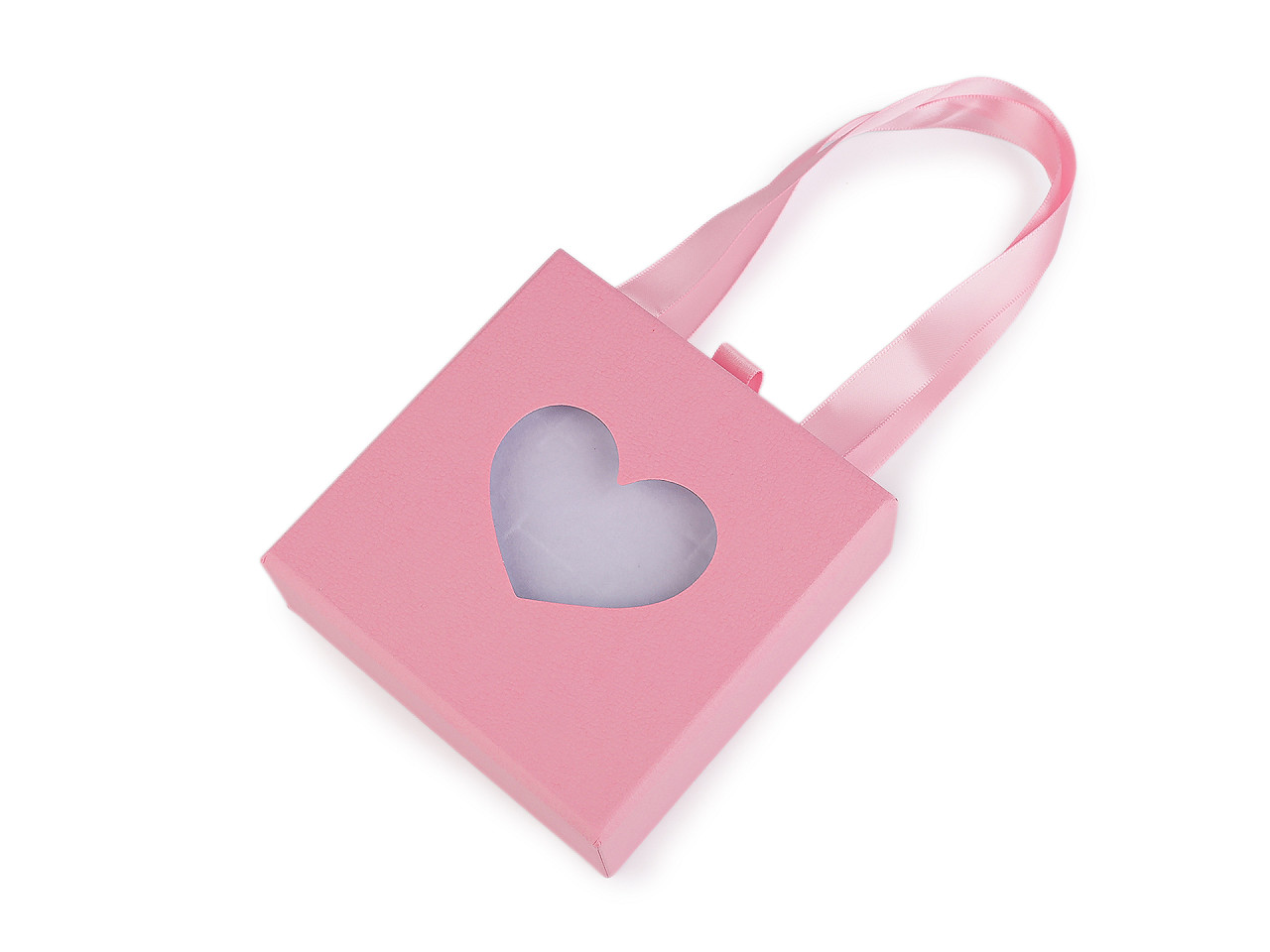 Krabička na šperky s průhledem srdce a uchem 10x10 cm, malé, 4 modrá tmavá