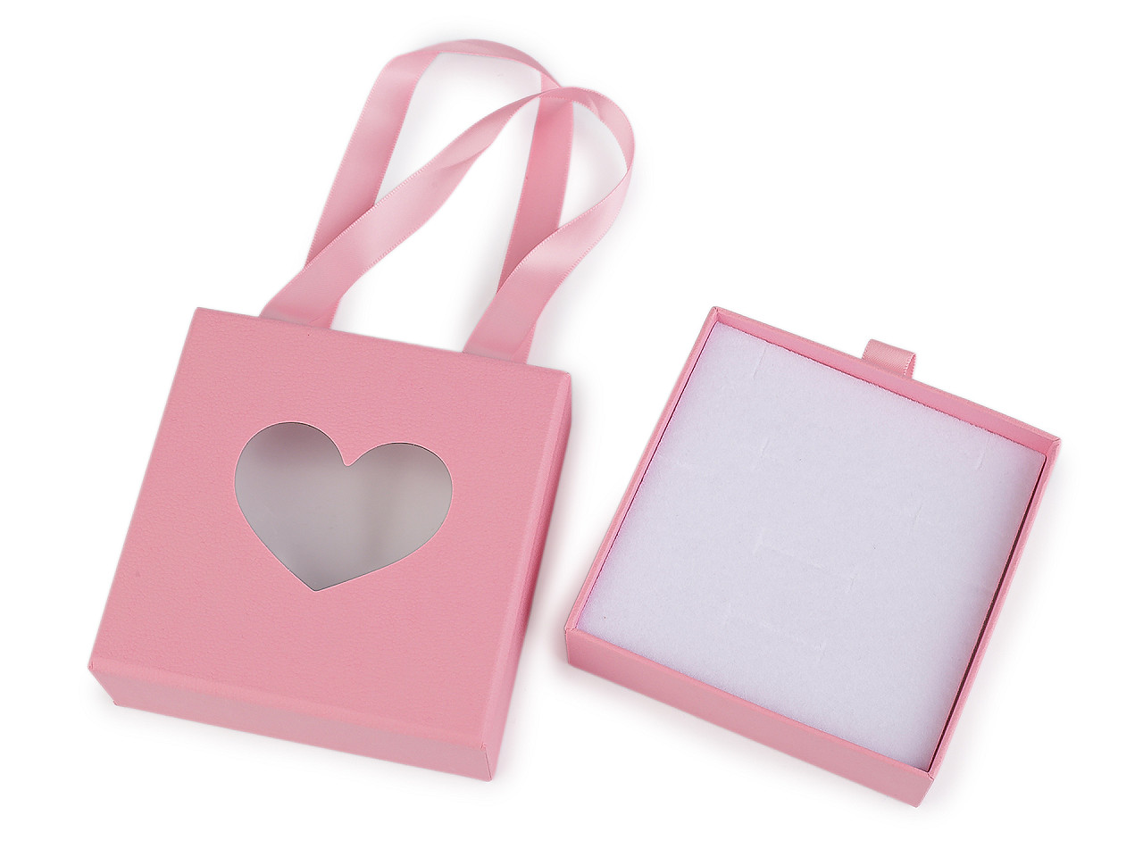 Krabička na šperky s průhledem srdce a uchem 10x10 cm, malé, 4 modrá tmavá