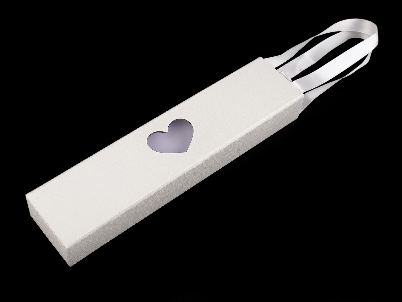 Krabička na šperky s průhledem srdce a uchem 5x22 cm, malé, 2 růžová sv.