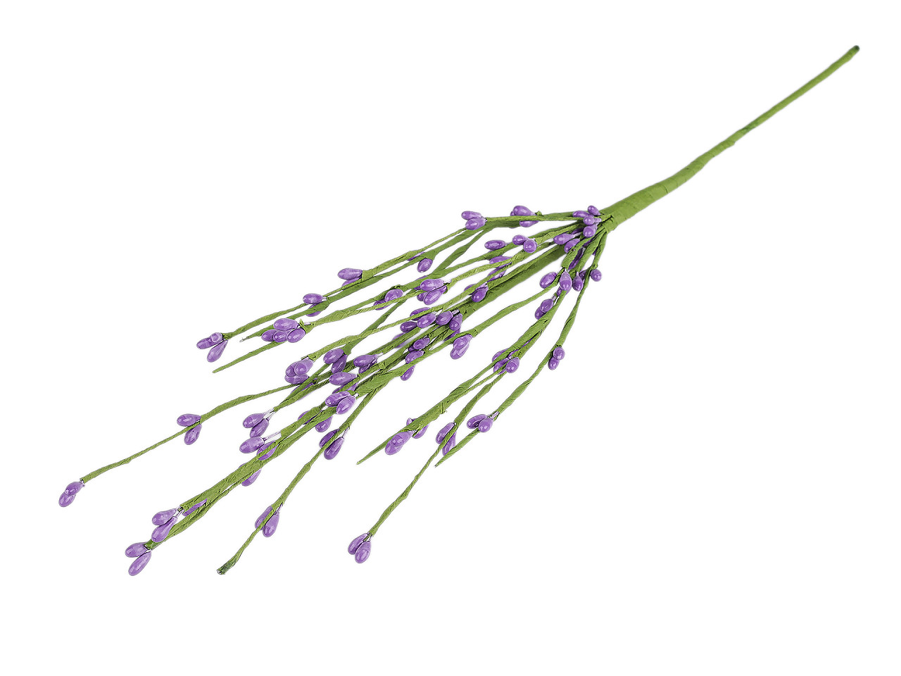 Umělá větvička s pupeny na drátku tvarovatelná, malé, 6 modrá pomněnková růžová světlá