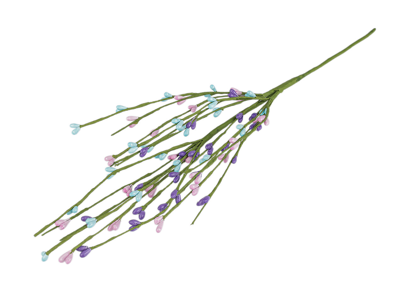 Umělá větvička s pupeny na drátku tvarovatelná, malé, 6 modrá pomněnková růžová světlá