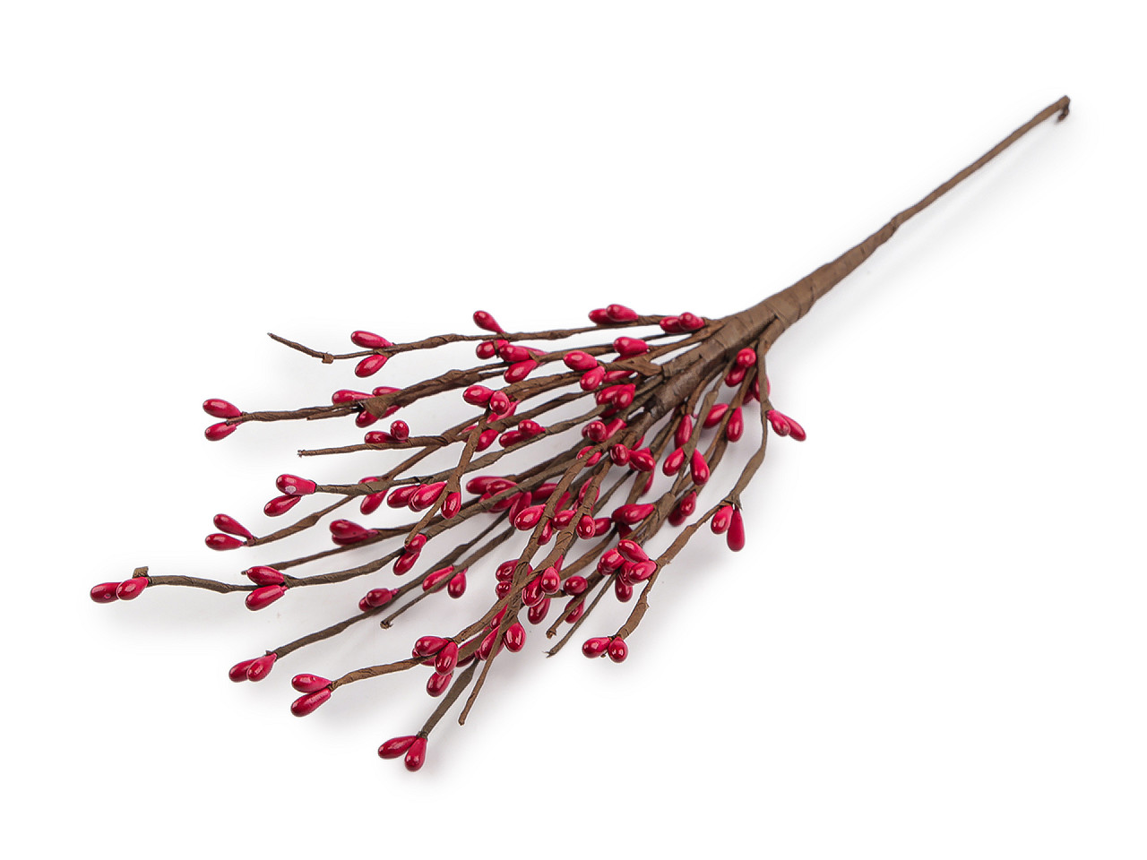 Umělá větvička s pupeny na drátku tvarovatelná, malé, 1 oranžová