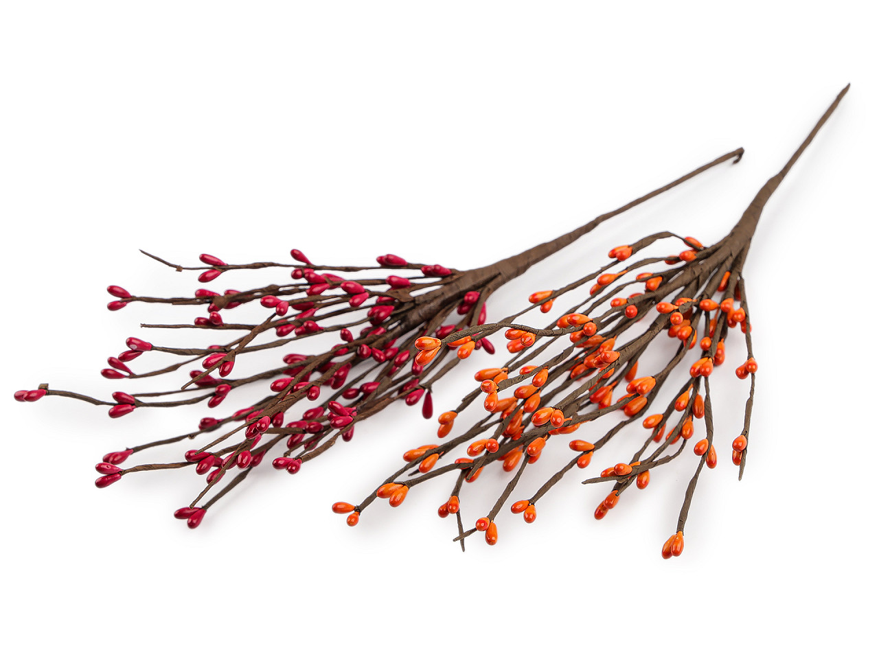 Umělá větvička s pupeny na drátku tvarovatelná, malé, 1 oranžová