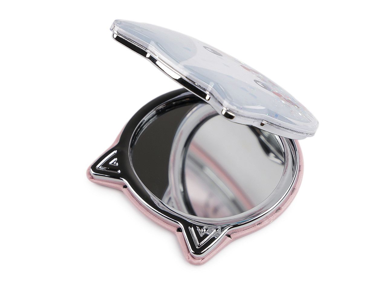 Kosmetické zrcátko s tekutými glitry kočka, velké, mix variant