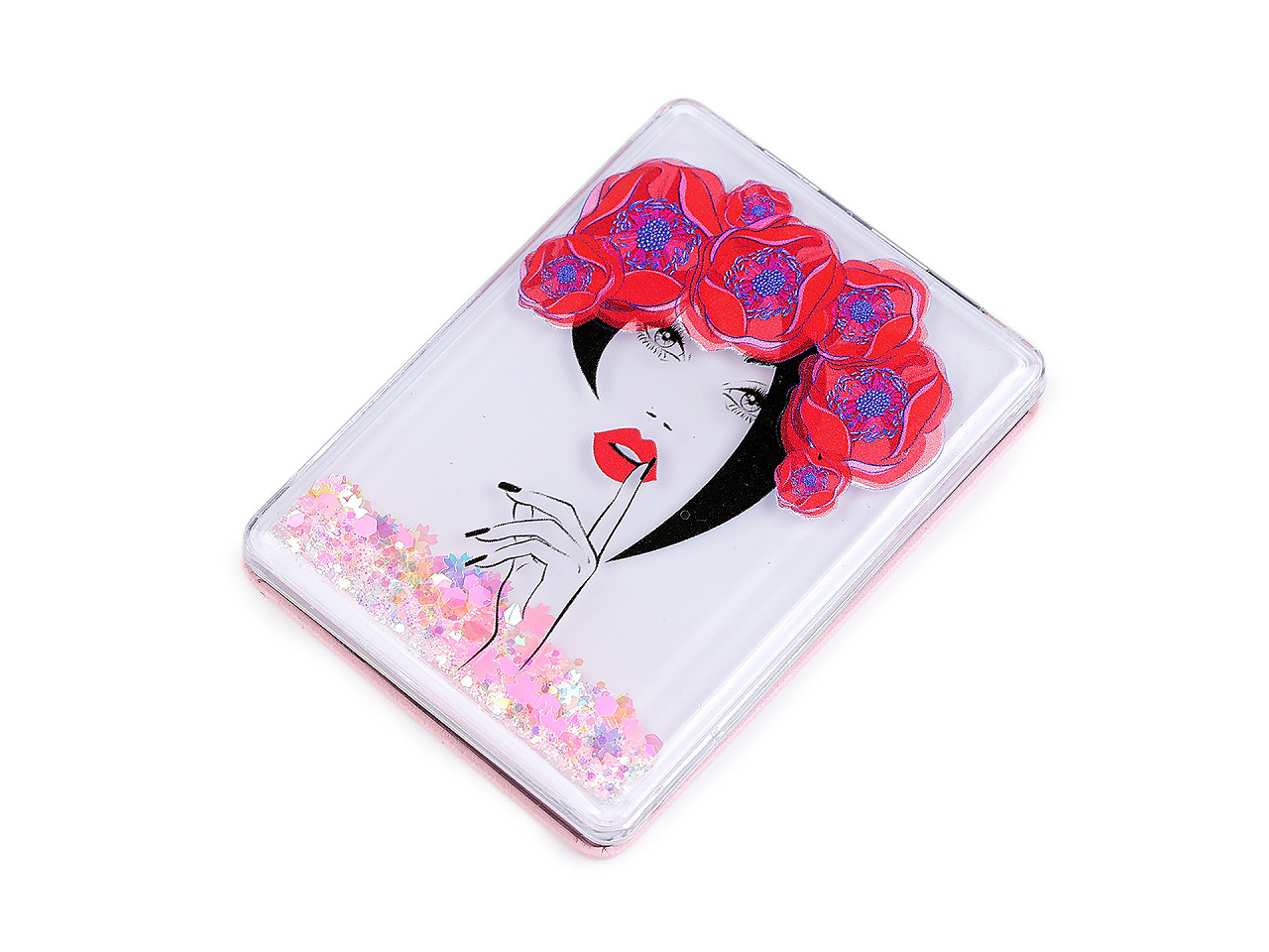 Kosmetické zrcátko s tekutými glitry dívka, malé, 6 černá