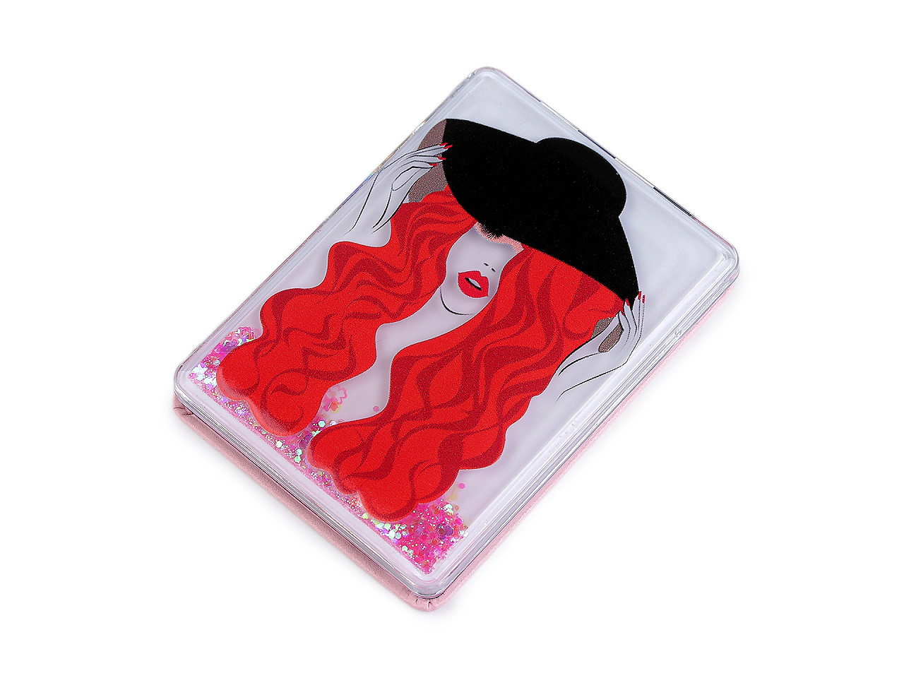 Kosmetické zrcátko s tekutými glitry dívka, malé, 6 černá