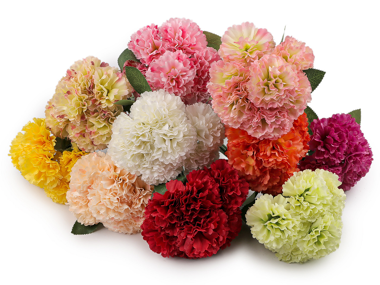 Umělá kytice karafiát, střední, 5 žlutá