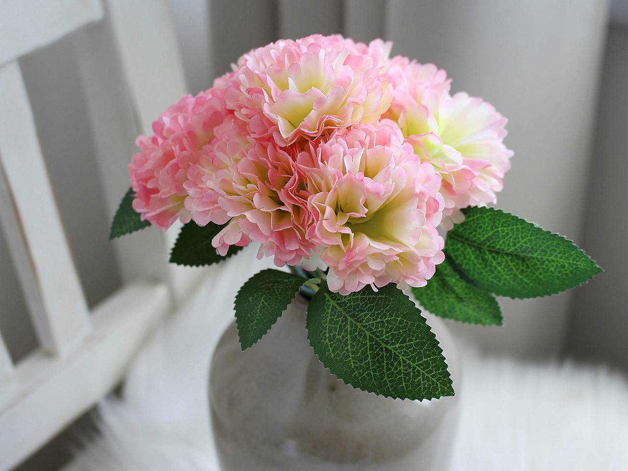 Umělá kytice karafiát, střední, 5 žlutá