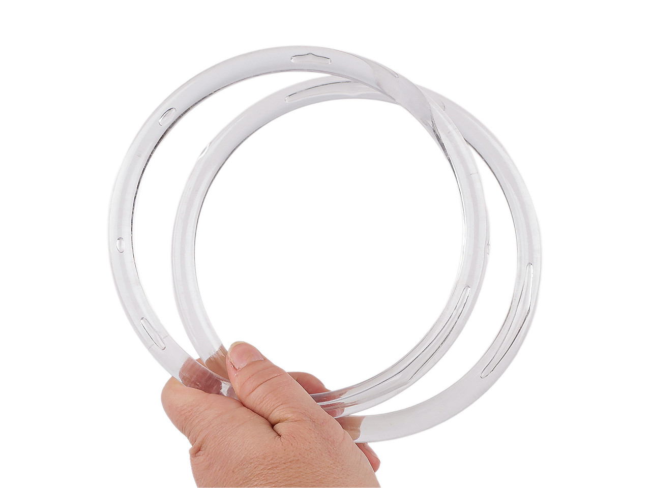 Plastová ucha na tašky Ø16 cm, malé, transparent