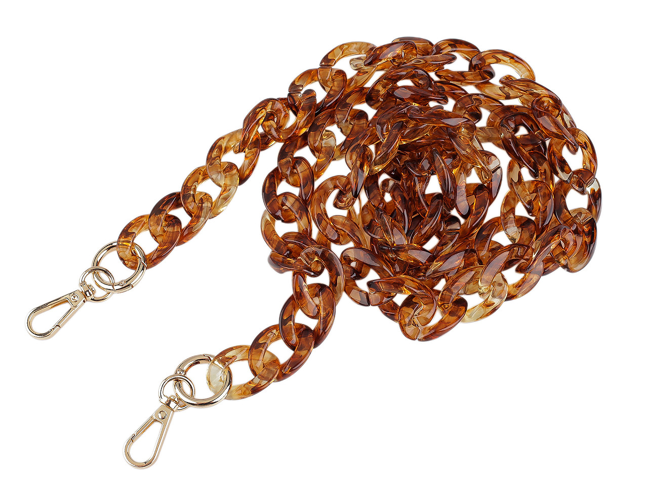 Řetěz na mobilní telefon s karabinou délka 120 cm, střední, jantar zlatá