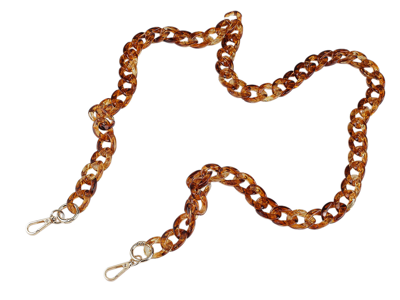 Řetěz na mobilní telefon s karabinou délka 120 cm, střední, jantar zlatá