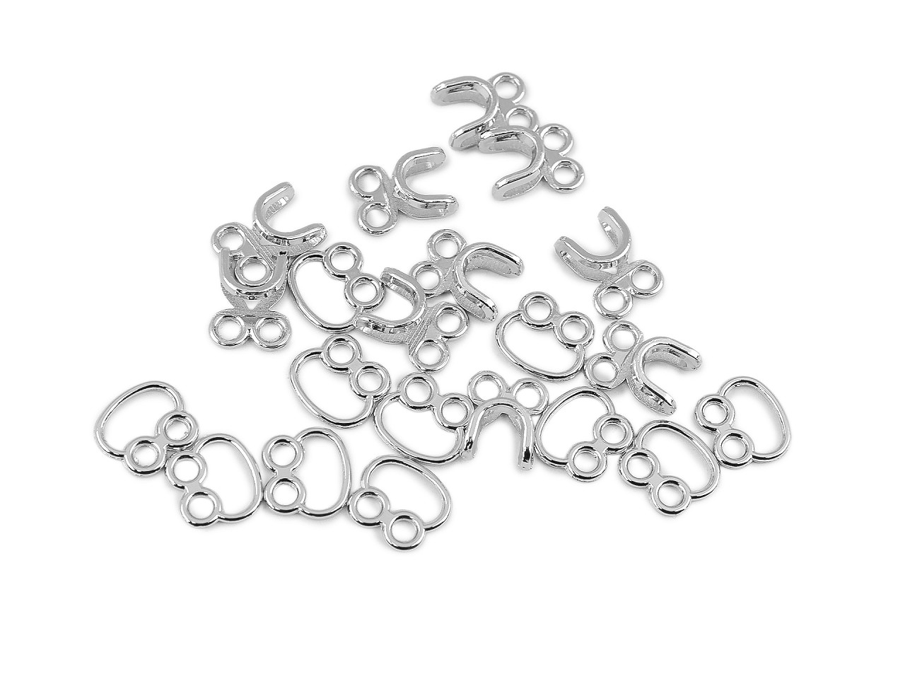 Ozdobné kovové zapínání / háček a očko 12x18 mm, střední, 1 barva nikl