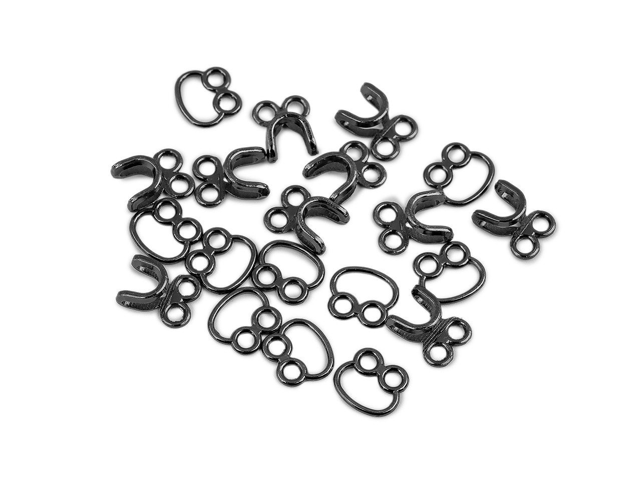 Ozdobné kovové zapínání / háček a očko 12x18 mm, střední, 2 nikl černý