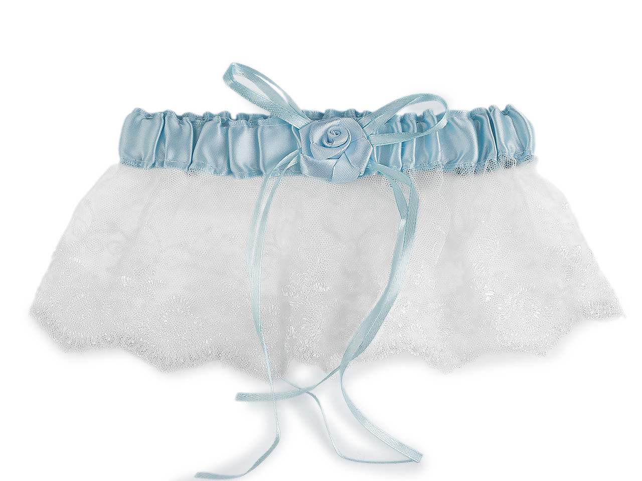 Svatební podvazek krajkový, střední, 1 Off White